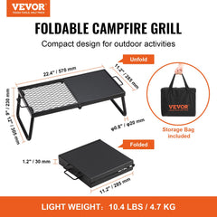 VEVOR folded dimensions show compact storage for backpacking trips