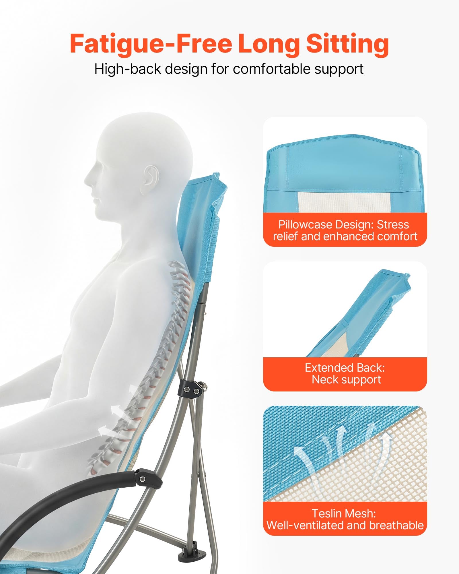 VEVOR beach chair carries a bag for easy transport and storage