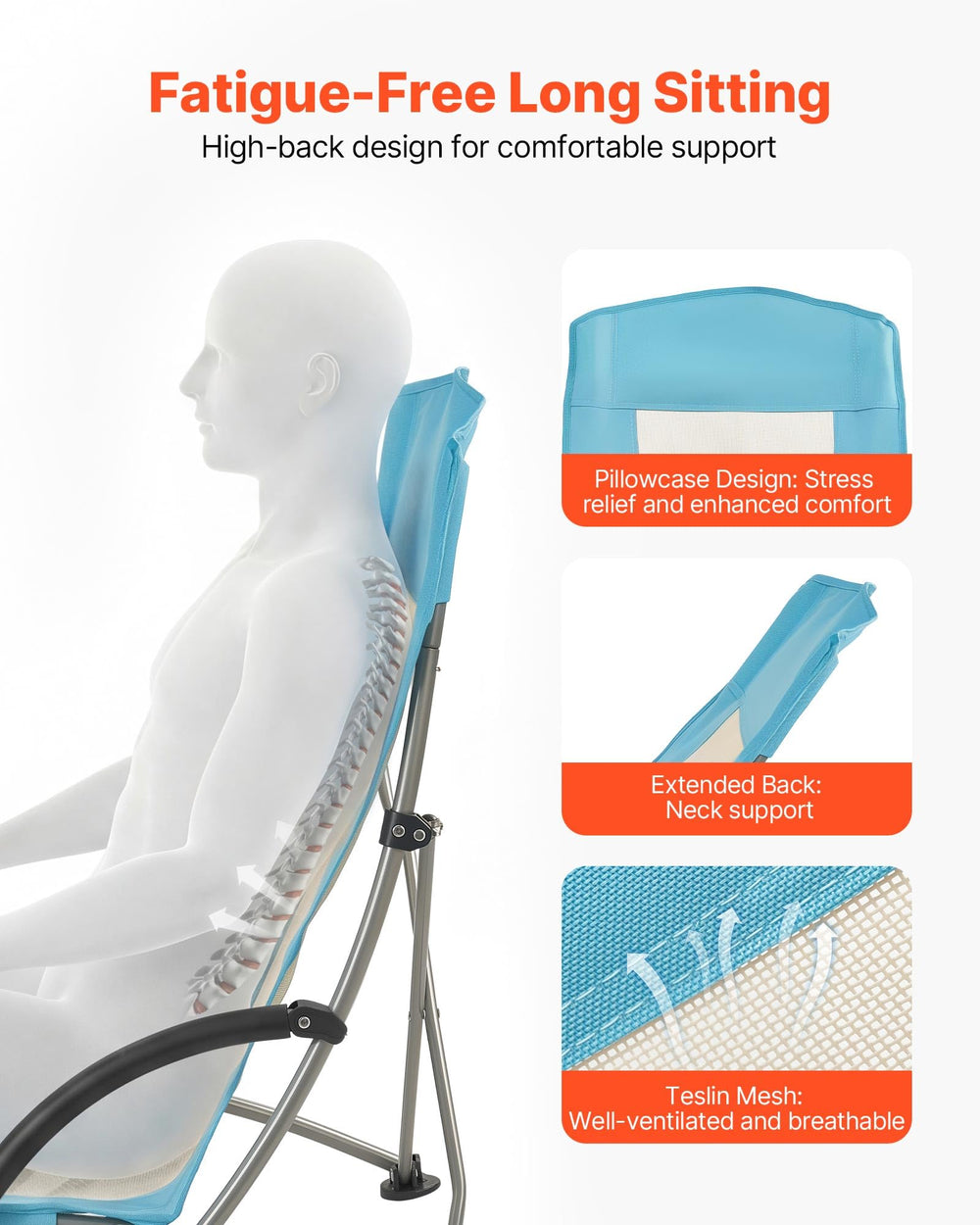 VEVOR beach chair carries a bag for easy transport and storage