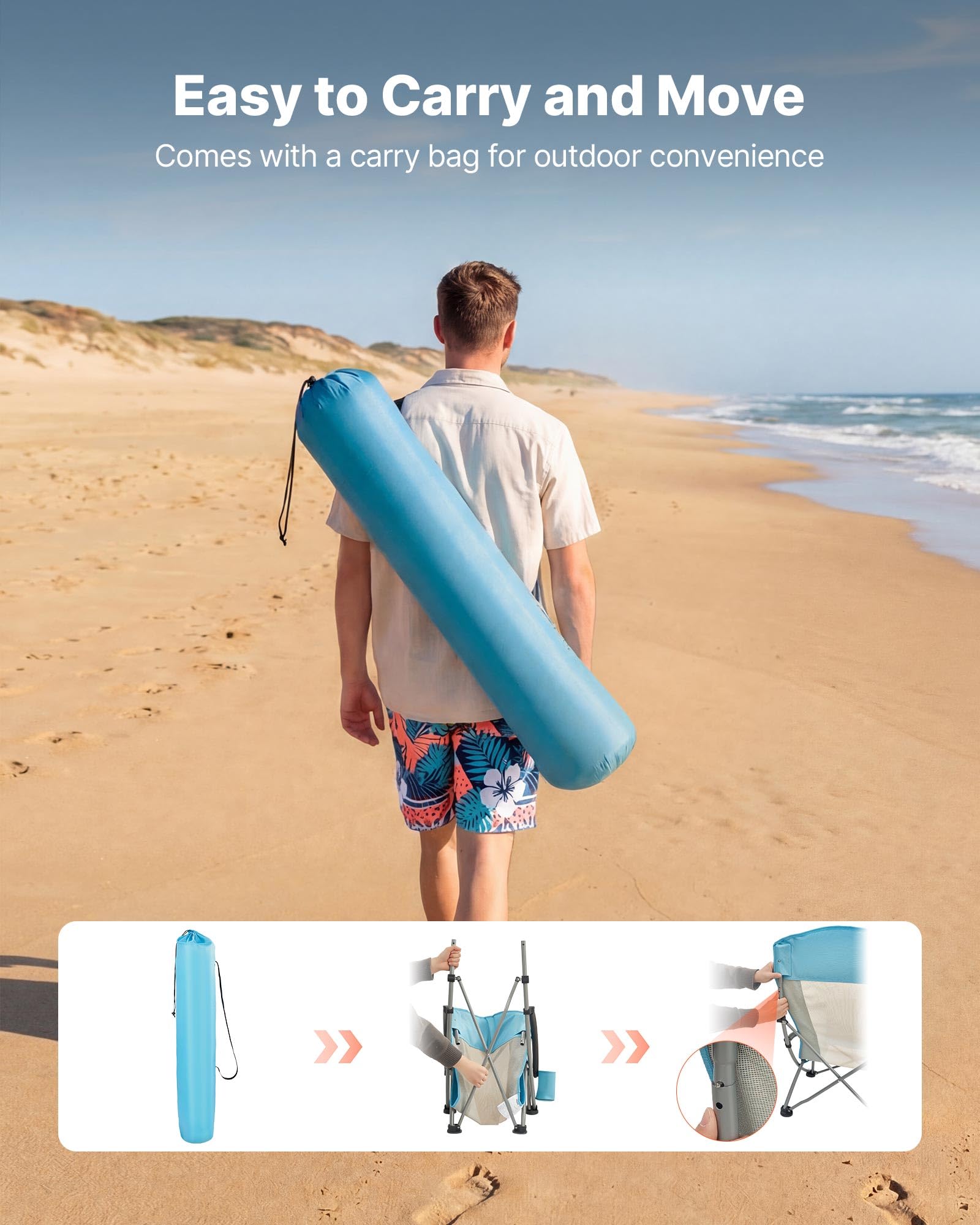 VEVOR light-blue folding chair adds calm aesthetic for outdoor scenes