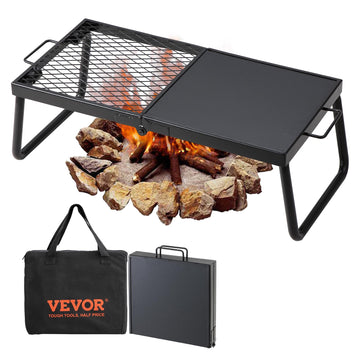 VEVOR folding campfire grill in compact setup for easy transport