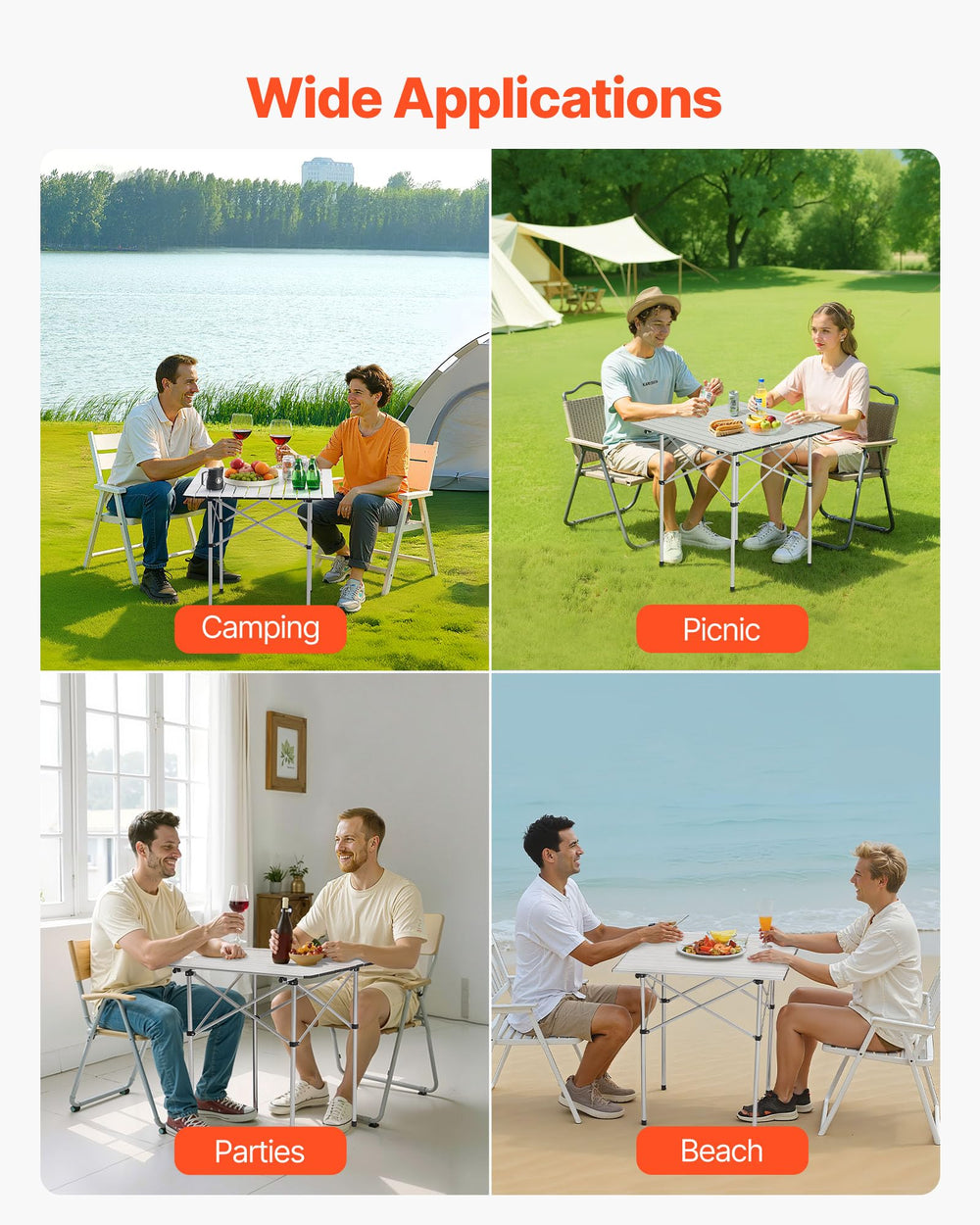 VEVOR outdoors-ready table shown on grass for versatility