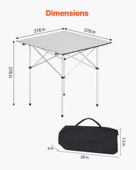 VEVOR folding camping table side view highlights slim profile