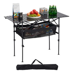 VEVOR folding camping table 47inch black top ideal for outdoor dining and group gatherings.