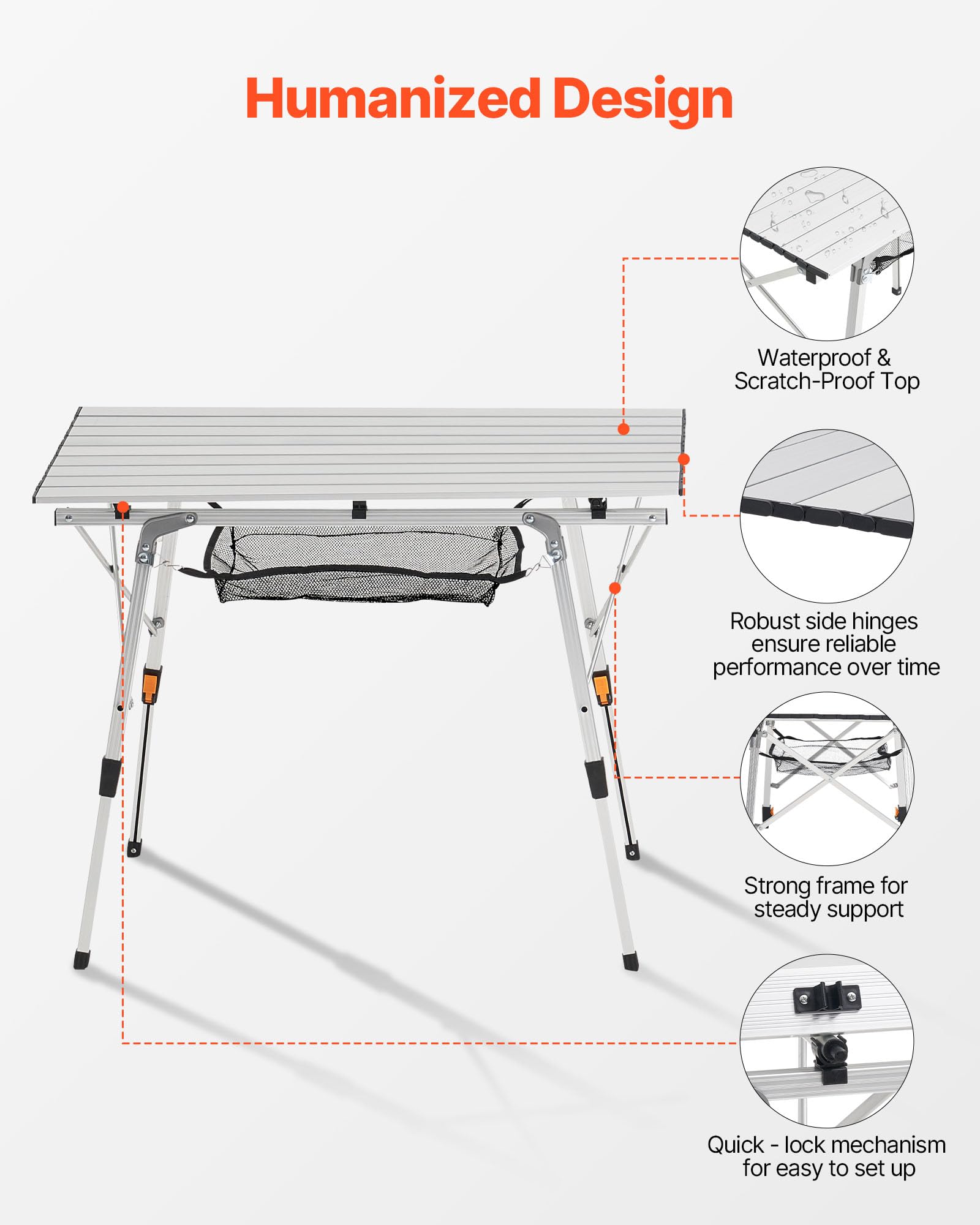 VEVOR aluminum frame detail shows sturdy support and light weight.