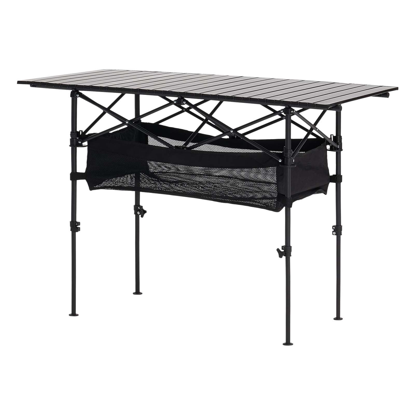 VEVOR folding camping table at beach or tailgate for meals.