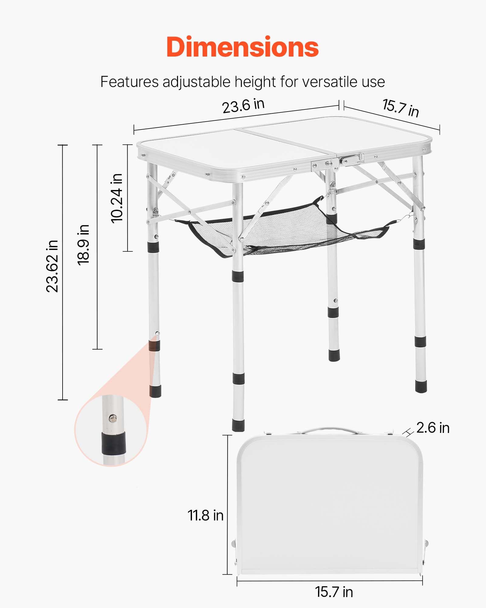 VEVOR folding camping table folded storage bag for easy transport.