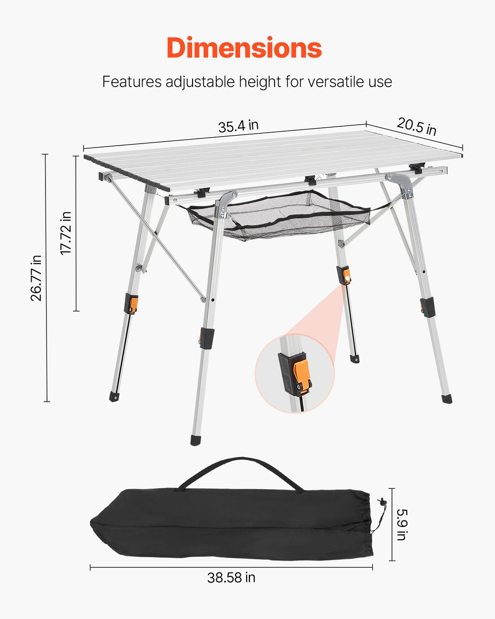 VEVOR table fits neatly in a car trunk for portable use.