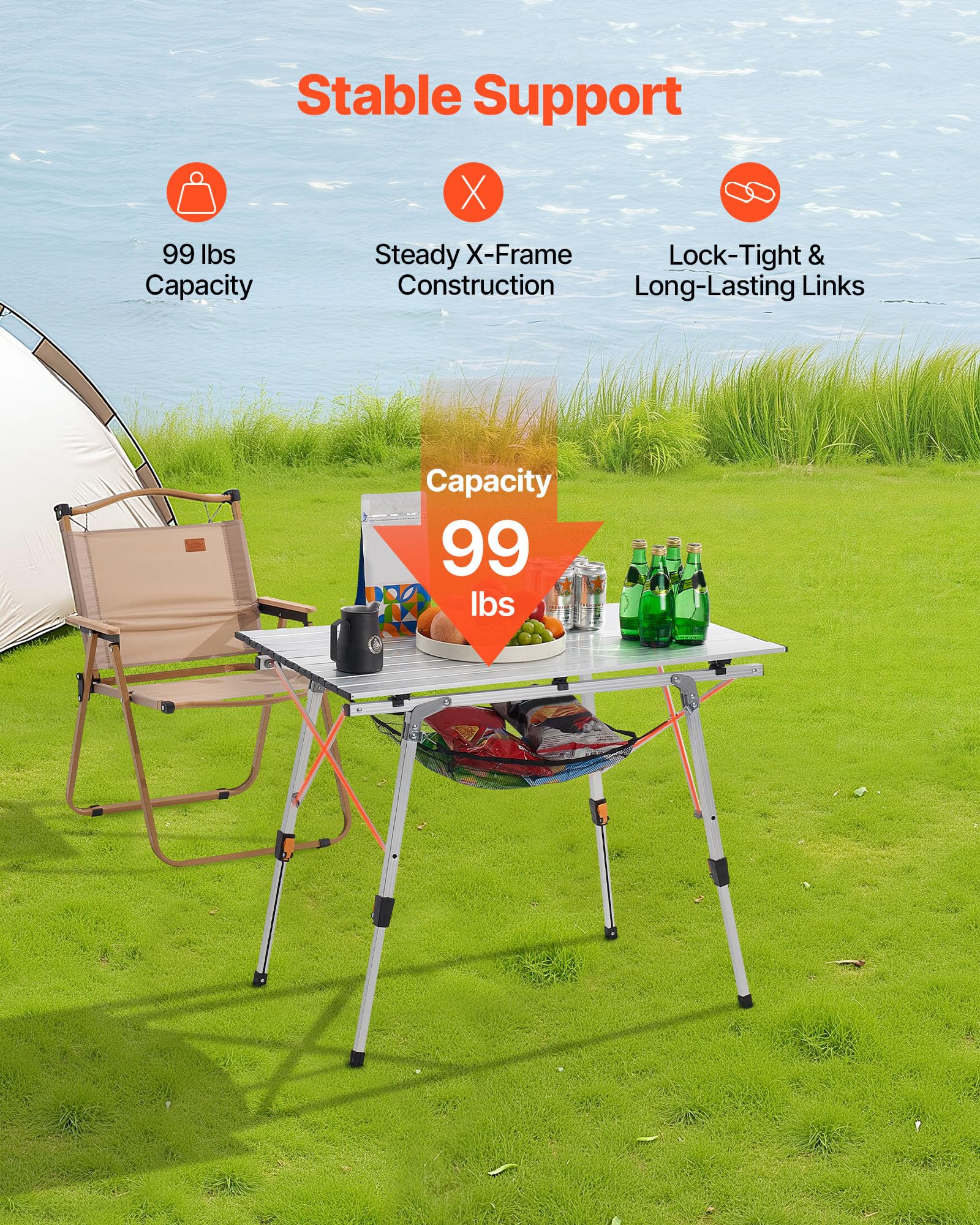 VEVOR quick-setup image highlights fast unfolding and secure locking.
