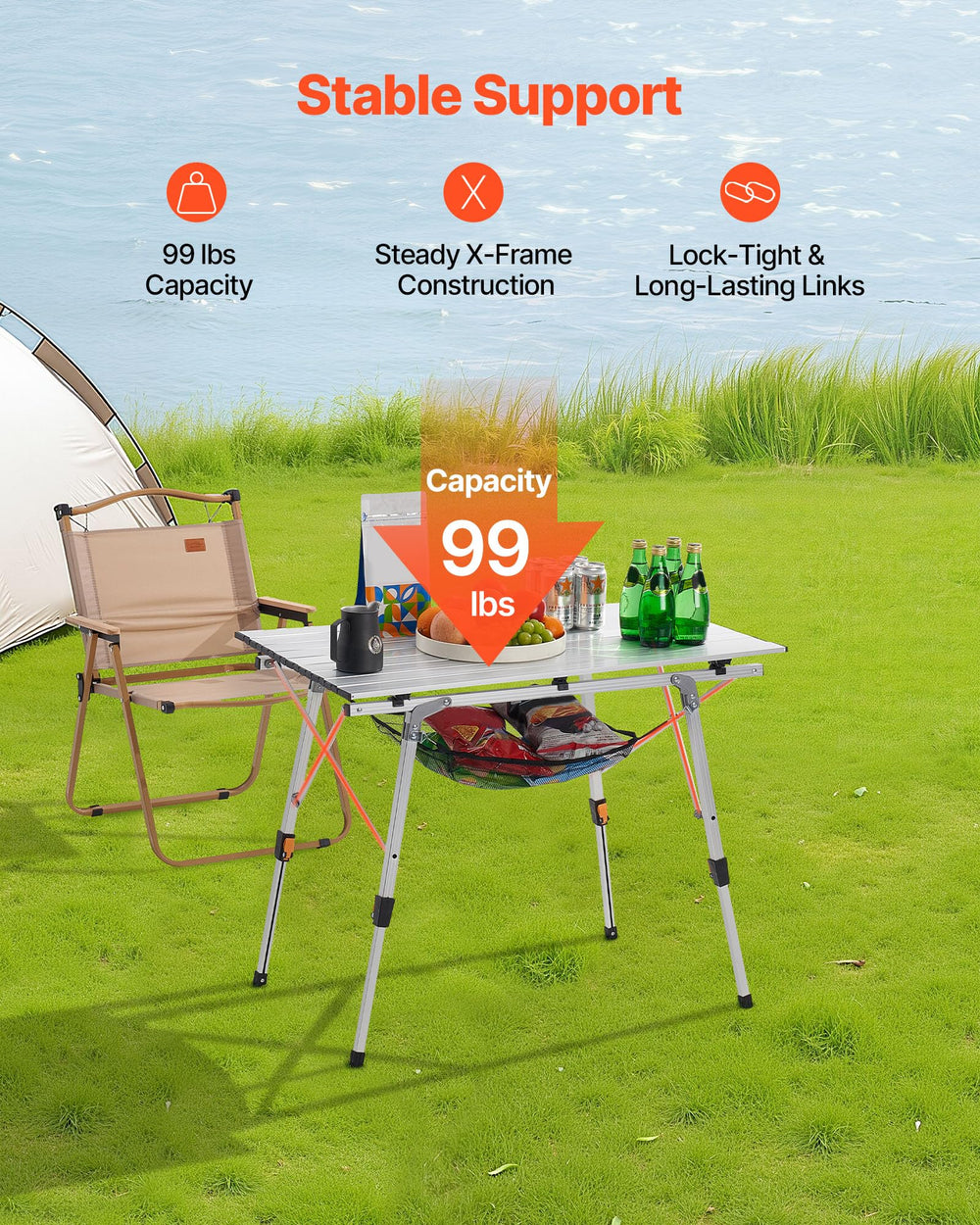 VEVOR quick-setup image highlights fast unfolding and secure locking.