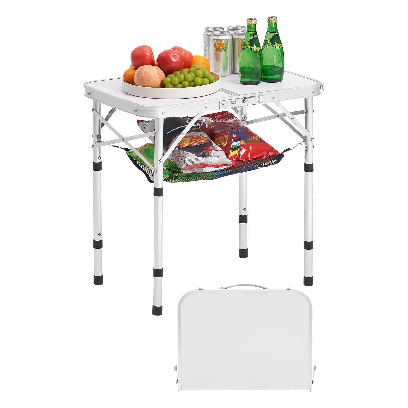 VEVOR folding camping table tabletop spacious surface for meals outdoors.