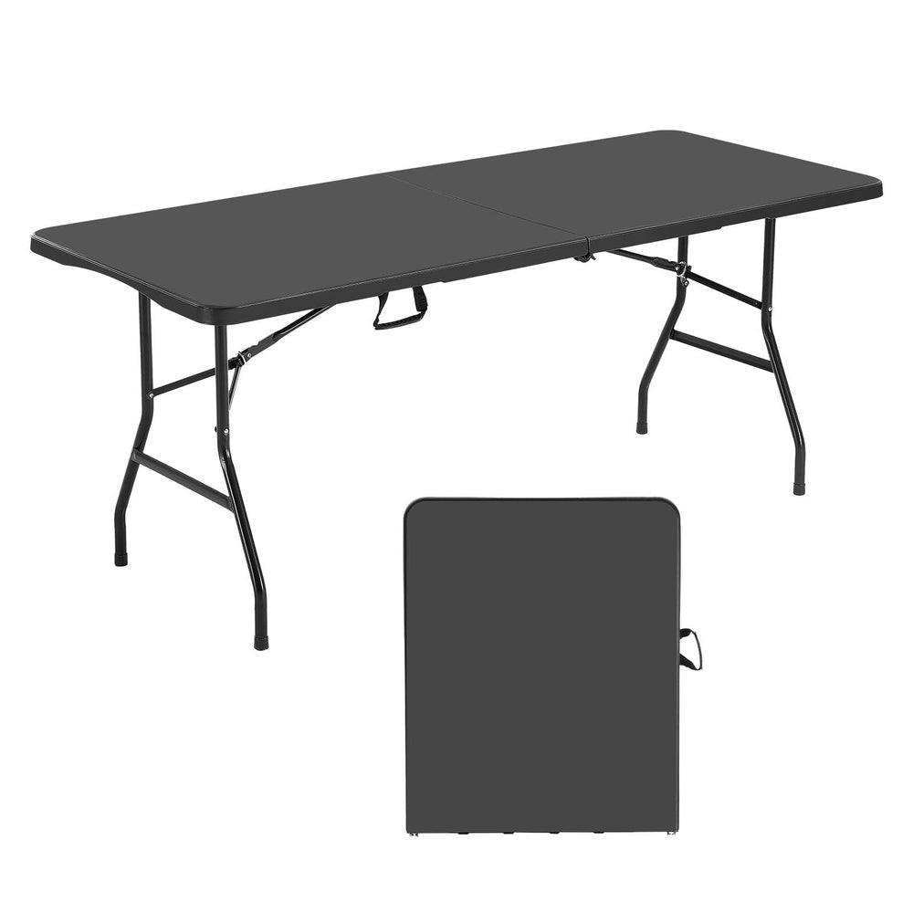 VEVOR folding table in fold-in-half mode highlighting portability.
