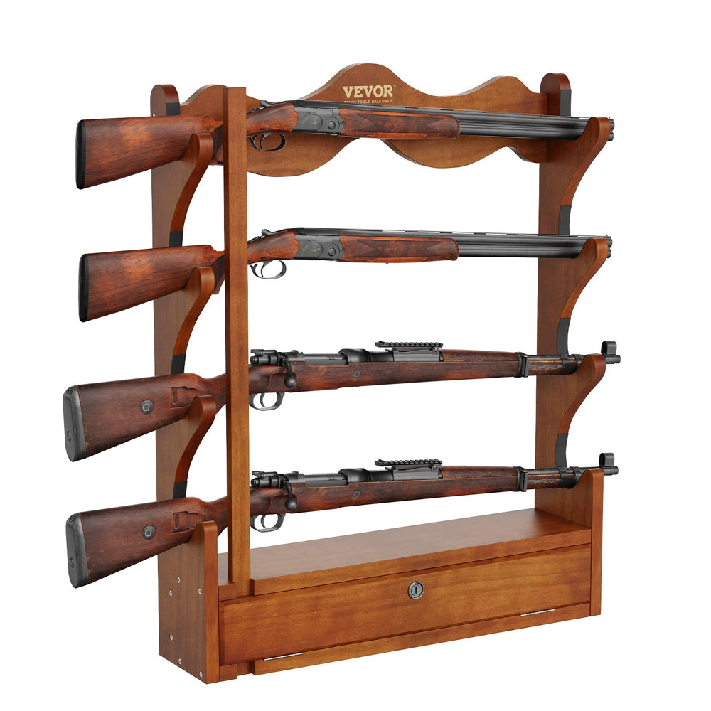 VEVOR wood gun rack mounted on wall for display