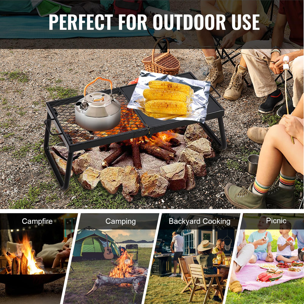 VEVOR half-grill half-frying-plate design supports grill and pan cooking options