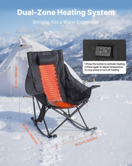 VEVOR heated camping chair features cupholder and side pockets for essentials.