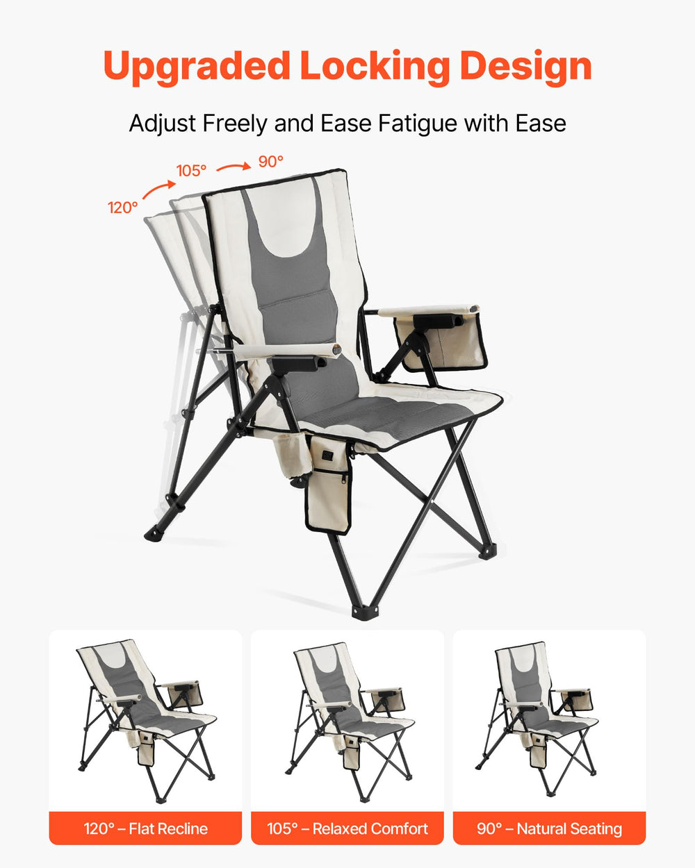 VEVOR heated camping chair iron frame provides sturdy outdoor support