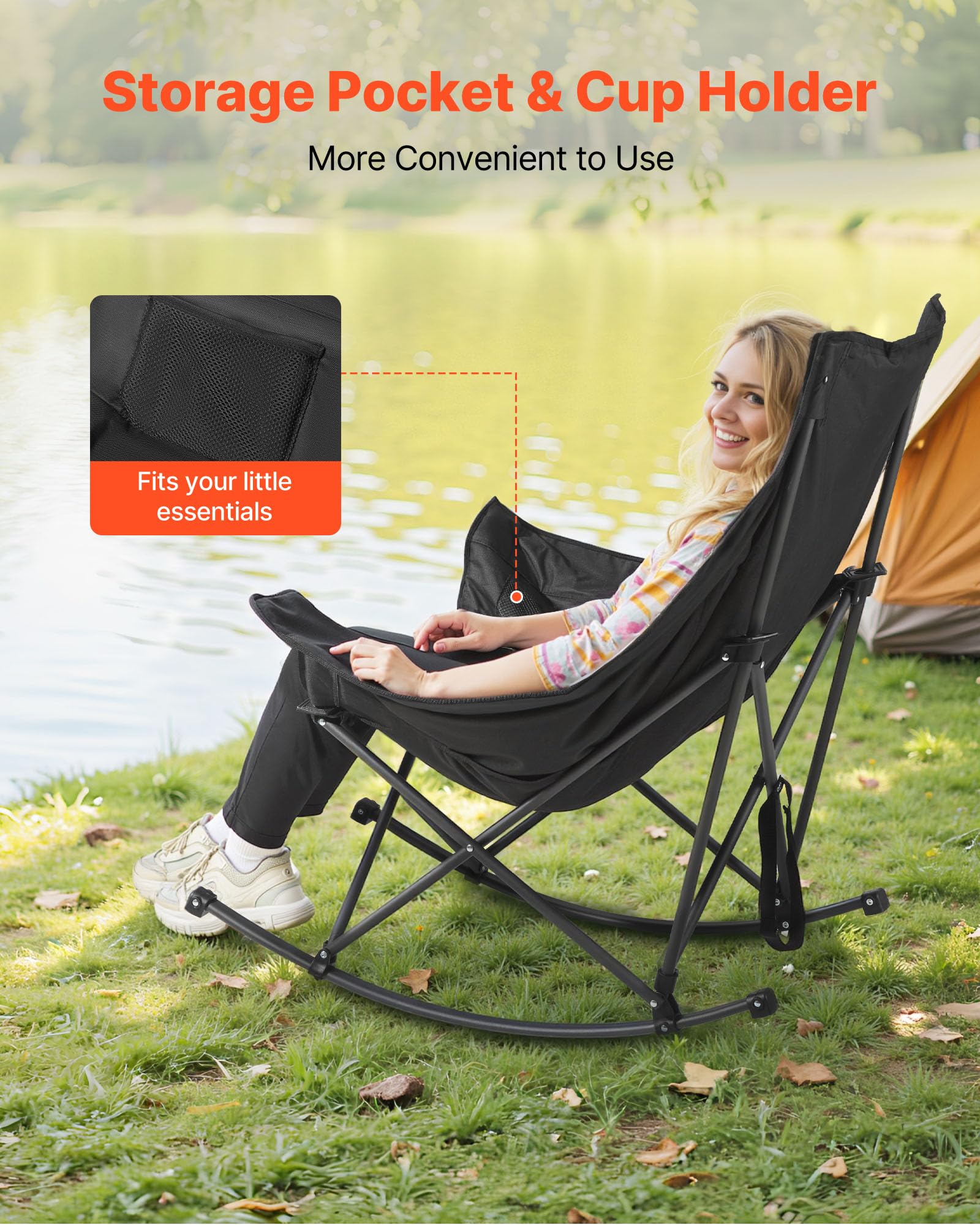 VEVOR heated camping chair supports up to 225 lbs for confident seating.