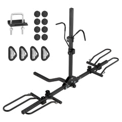 VEVOR hitch mount bike rack front view with 80 lb capacity on a vehicle