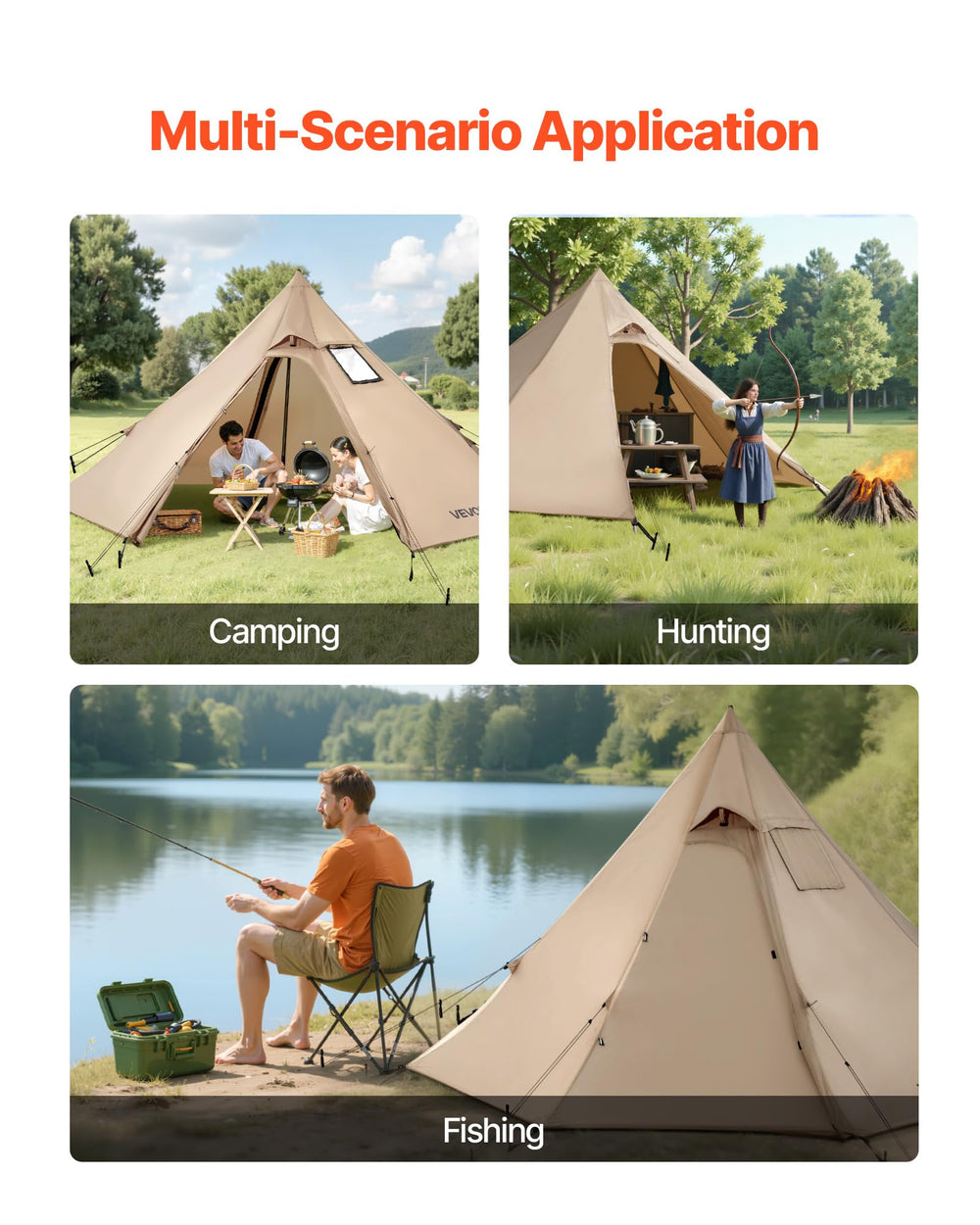 VEVOR hot tent complete kit with stakes and guy ropes