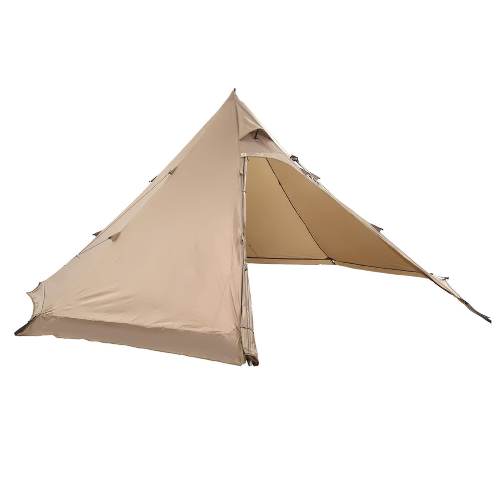 VEVOR hot tent ready for four-season shelter in snowy landscapes.