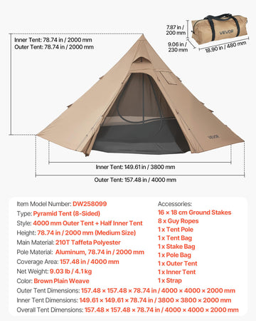 VEVOR hot tent snow skirt feature for stable winter camping