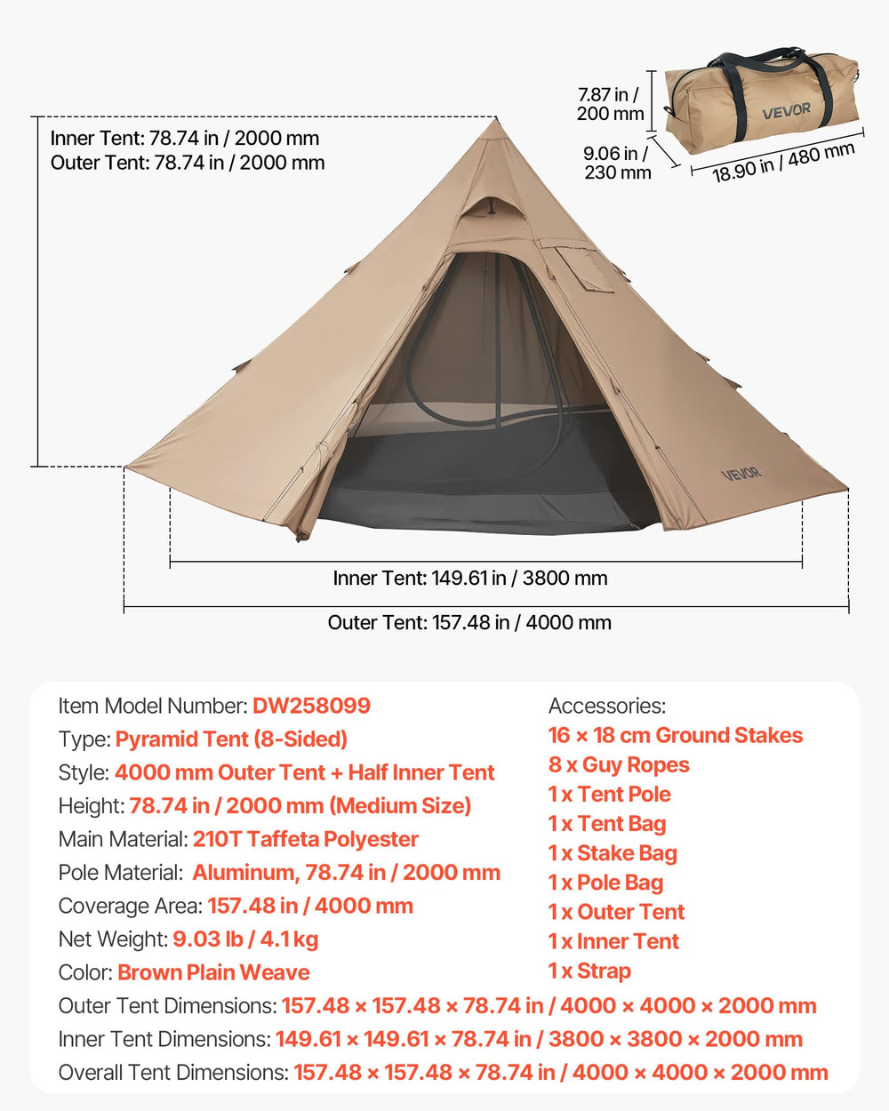 VEVOR hot tent snow skirt feature for stable winter camping