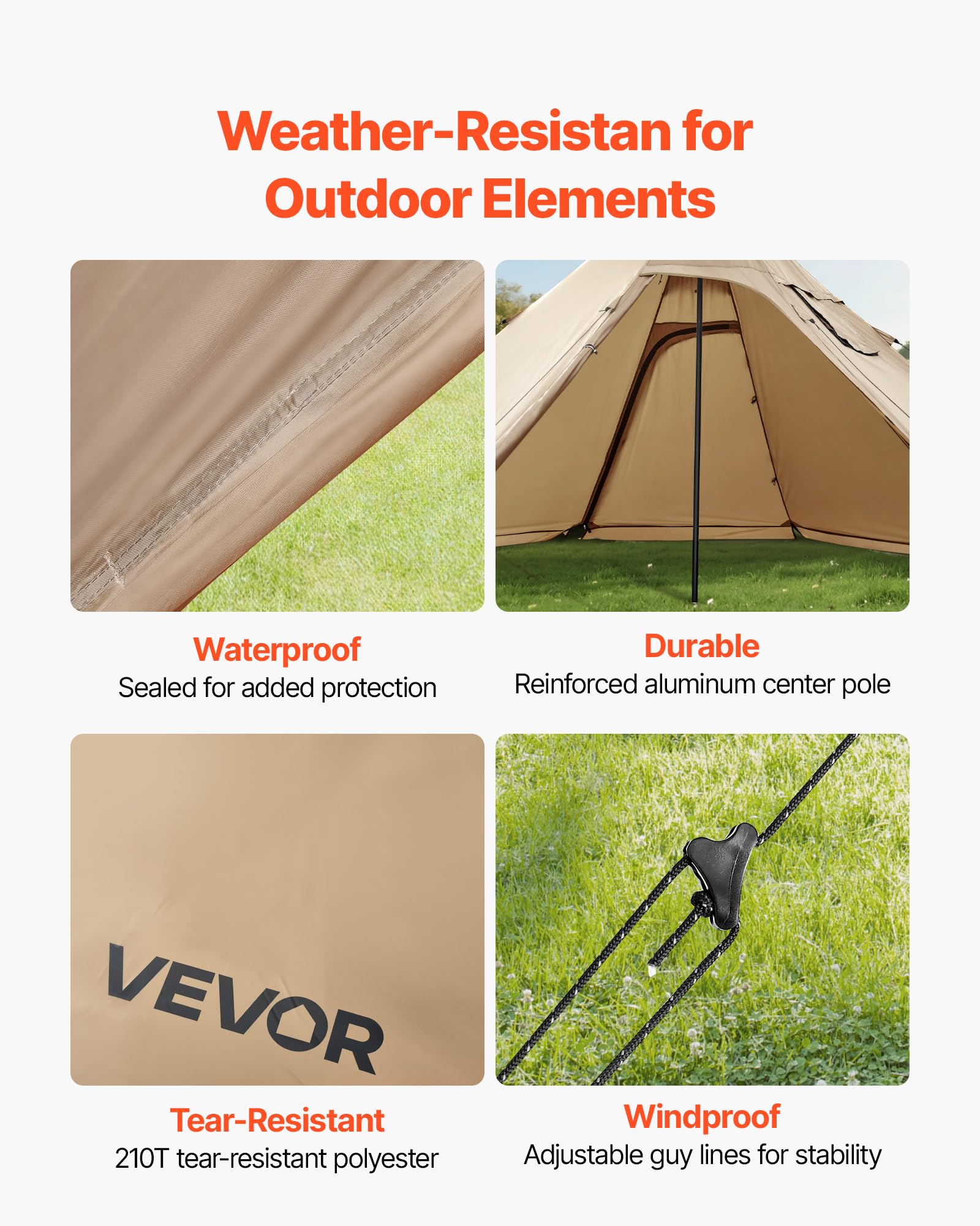 VEVOR hot tent waterproof 70D coating for rainy conditions