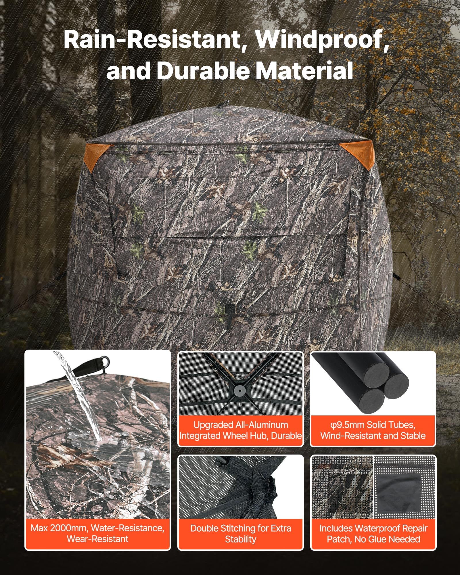VEVOR hunting blind camouflage design blends with surroundings for discreet setup.