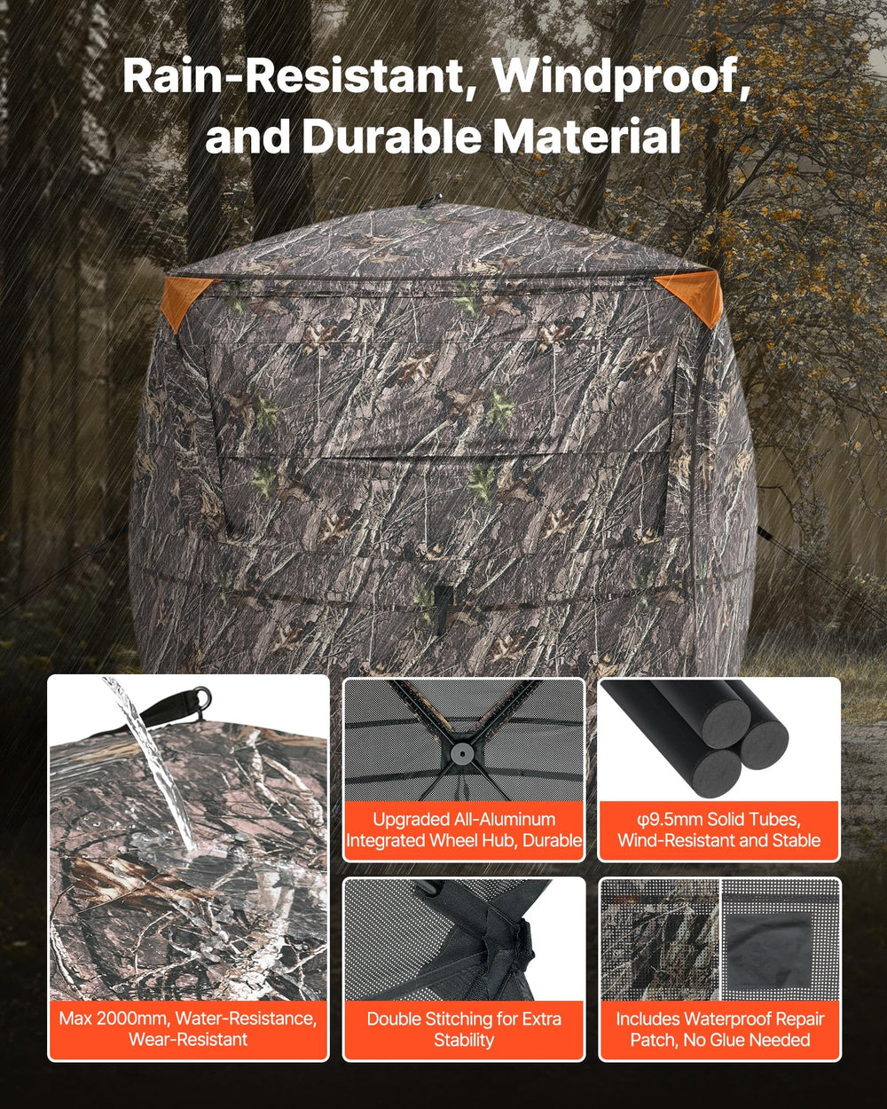 VEVOR hunting blind camouflage design blends with surroundings for discreet setup.