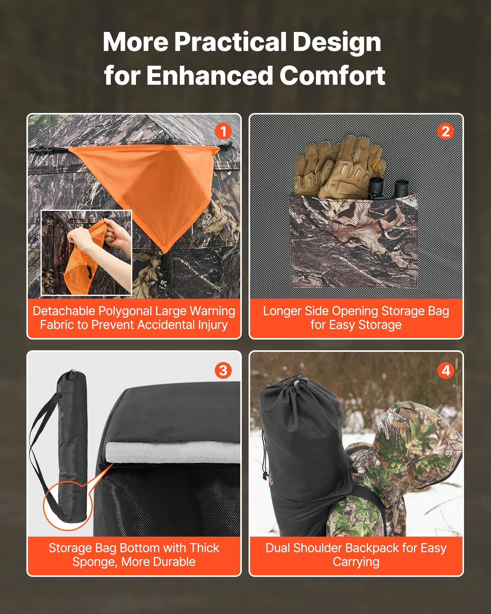 VEVOR hunting blind grass fabric strips add natural concealment.