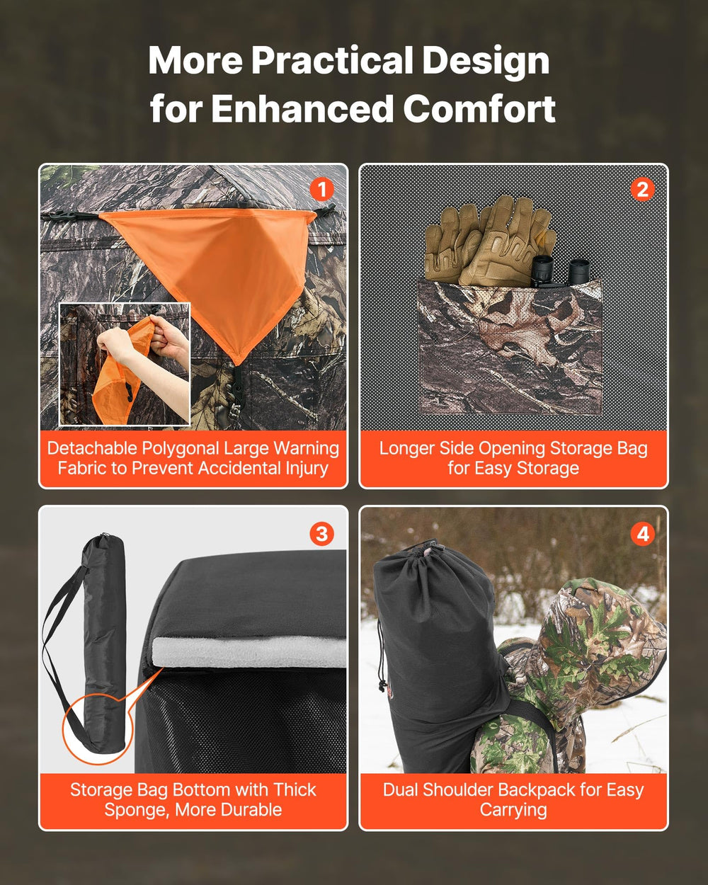 VEVOR hunting blind grass fabric strips add natural concealment.