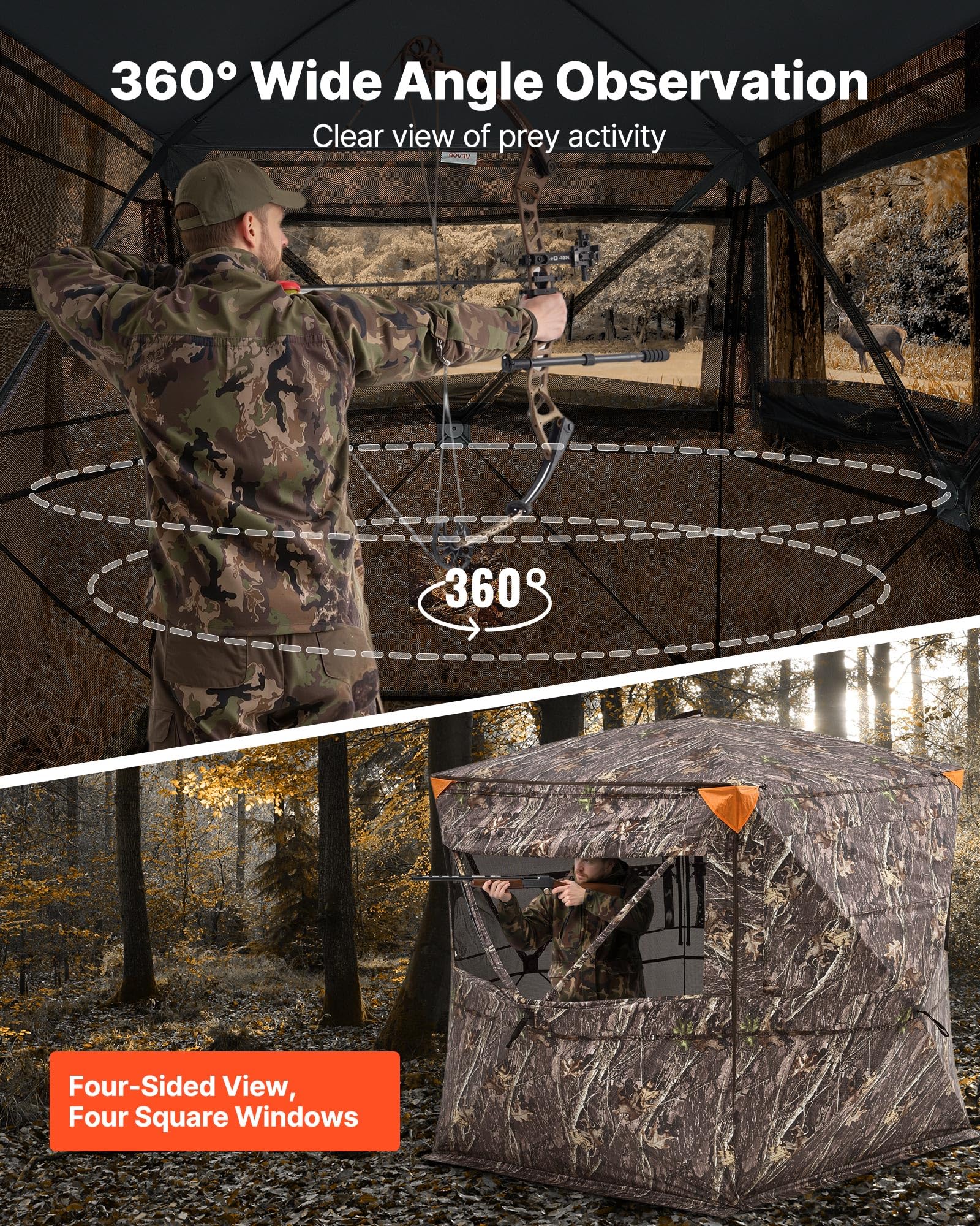 VEVOR hunting blind silent side door allows easy entry without noise.