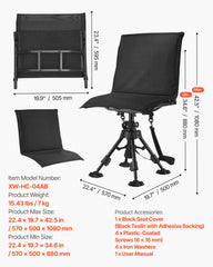 VEVOR chair showing adjustable height for varied terrain