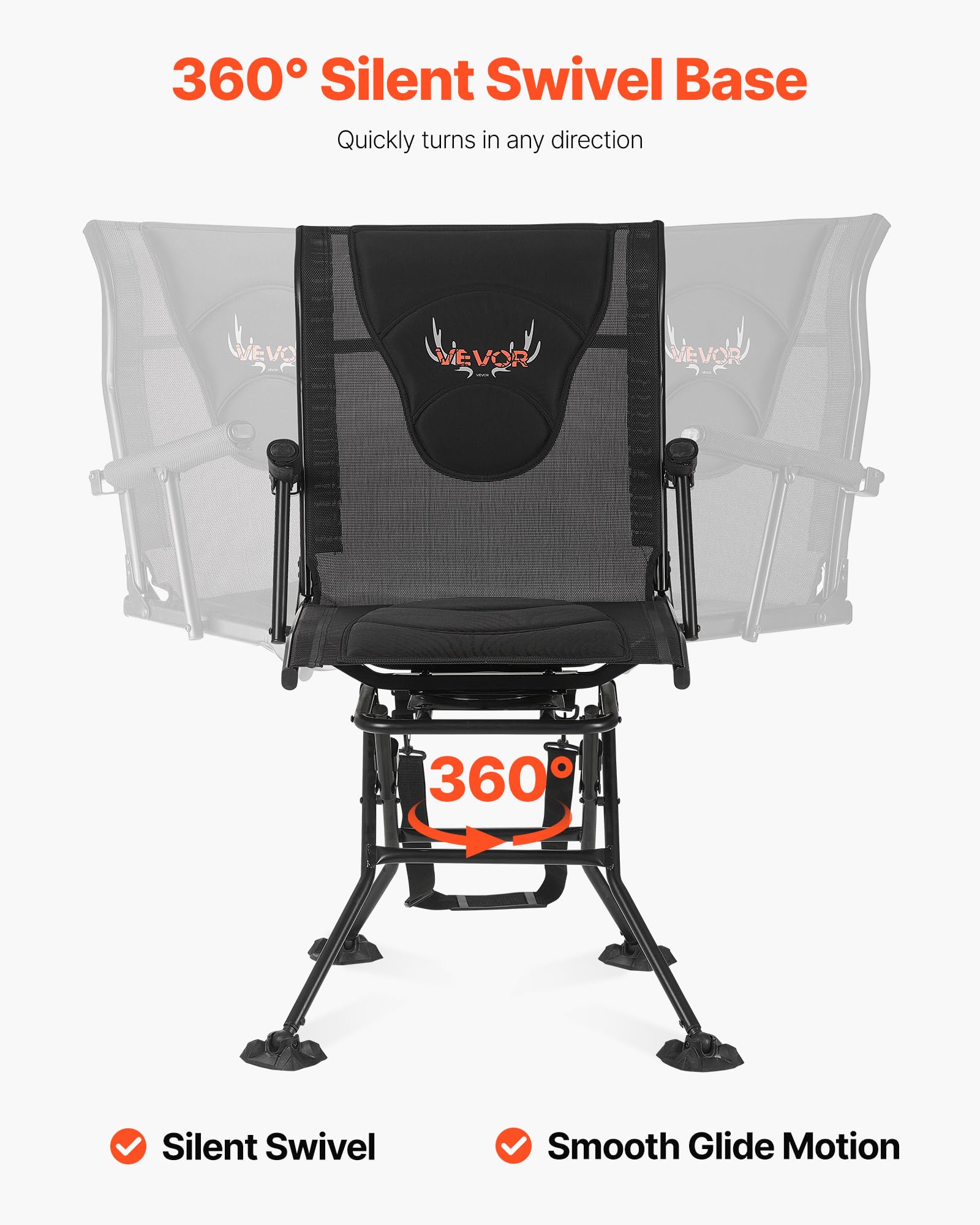 VEVOR hunting chair anti-sink feet stabilize on soft ground