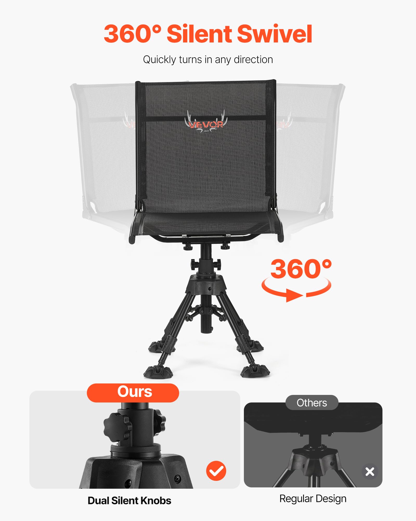 VEVOR height-adjustable legs cater to uneven terrain and user preferences.