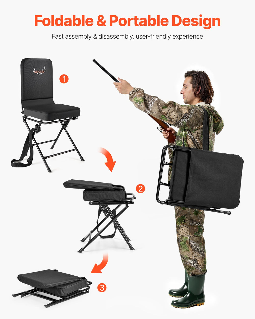 VEVOR hunting chair lightweight portable design for camping and fishing