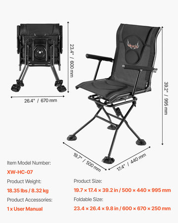 VEVOR hunting chair padded armrests for added comfort during long sits