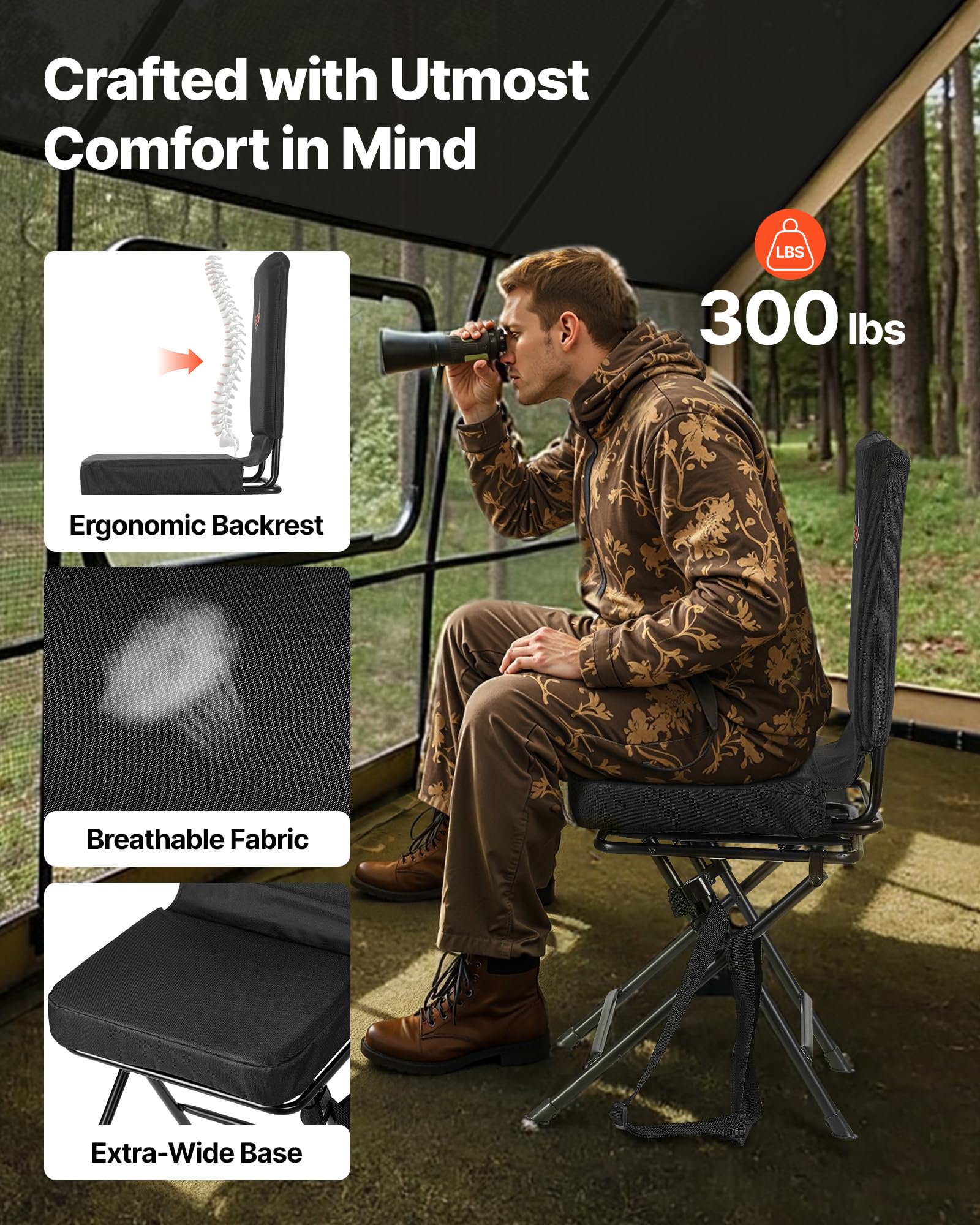 VEVOR hunting chair quick-attach leg base for fast setup