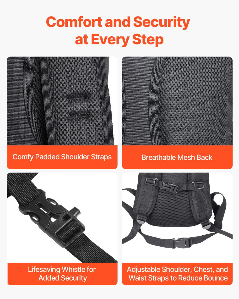 VEVOR hydration backpack MOLLE straps for attaching gear