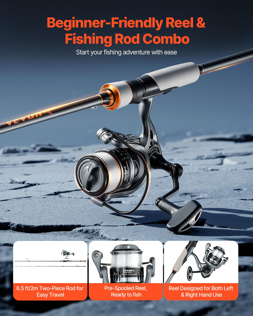 VEVOR IM6 fiberglass-carbon rod demonstrates durable, flexible performance for versatile fishing.
