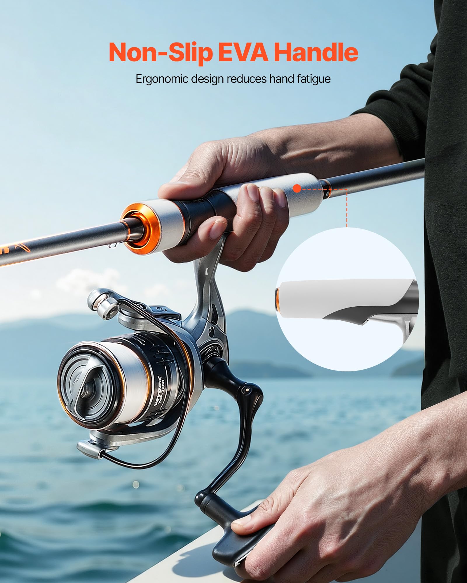 VEVOR IM7 7+1 ball bearings deliver smooth line retrieval.