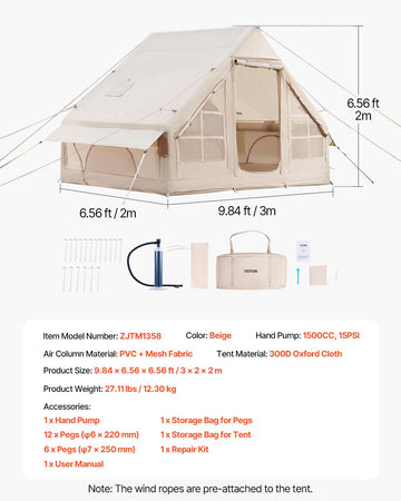 VEVOR tent folds compactly into included storage bag for travel