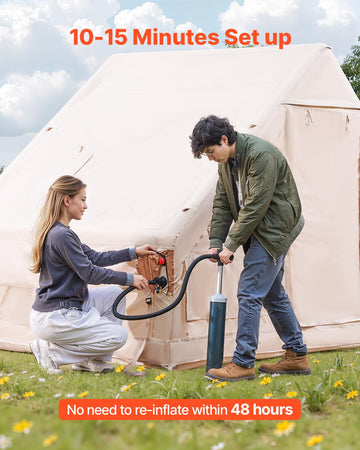 VEVOR inflatable tent interior 65 sq ft fits 3-5 people comfortably