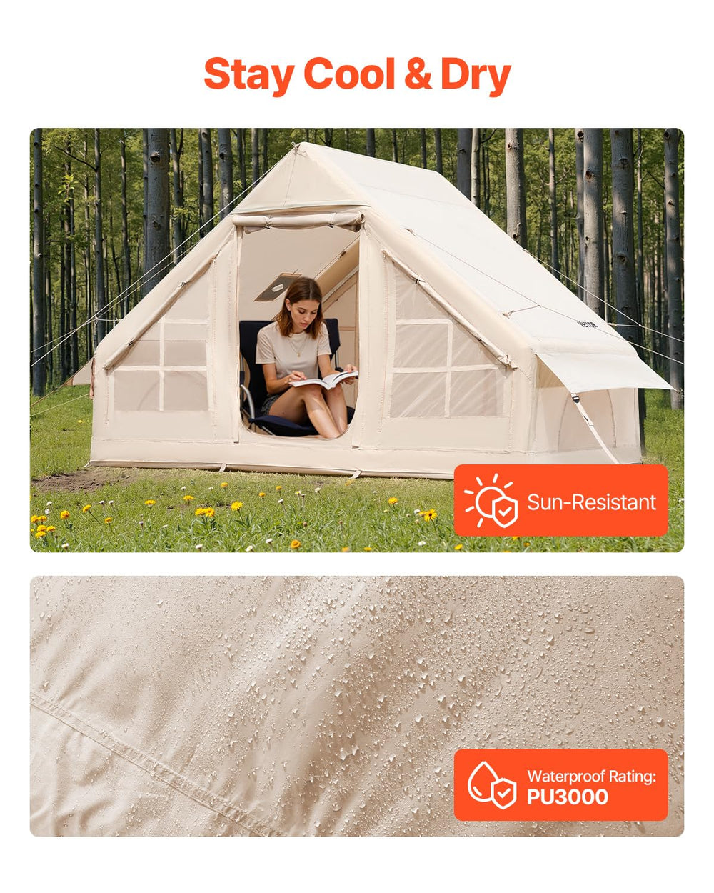 VEVOR tent with stove jack supports cozy warmth during chilly evenings