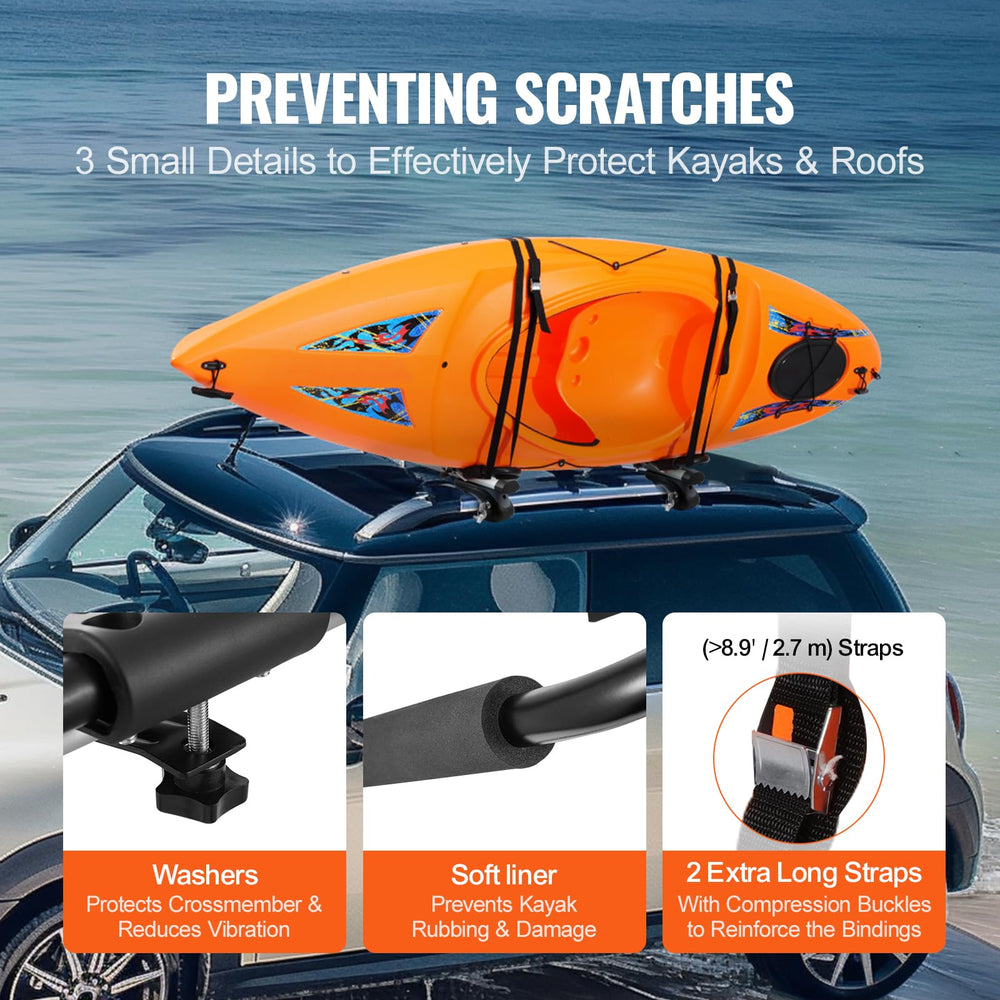 VEVOR Kayak Roof Rack alloy-steel construction for durable performance.