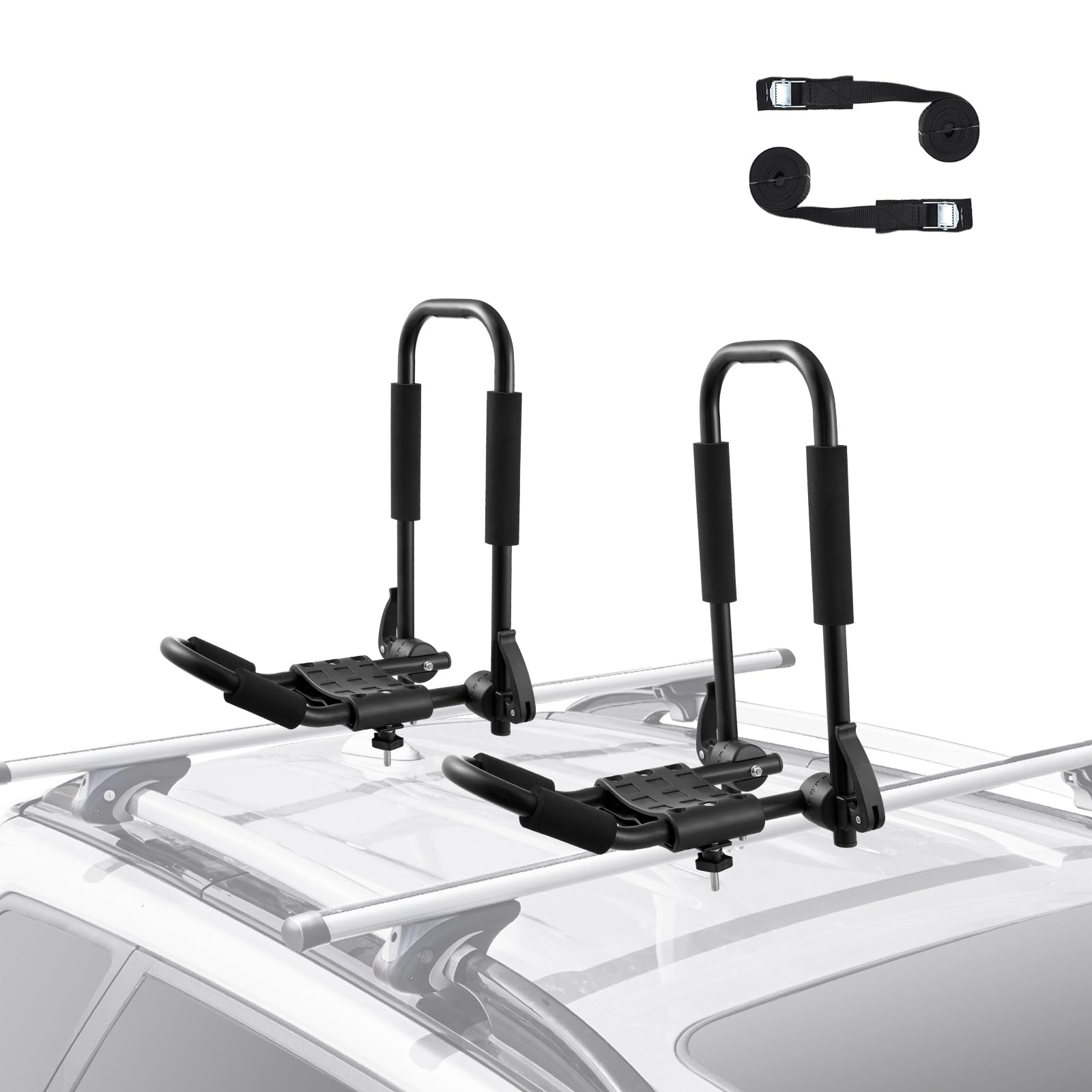 VEVOR Kayak Roof Rack J-Bar assembly secures gear on most vehicles.