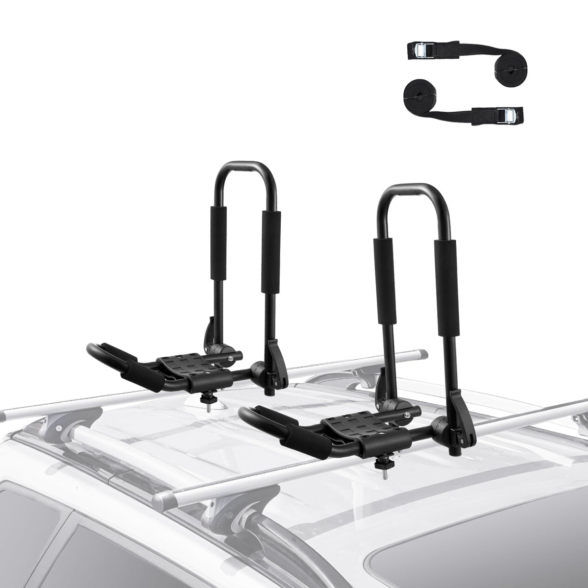 VEVOR Kayak Roof Rack J-Bar assembly secures gear on most vehicles.