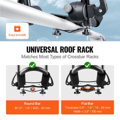 VEVOR Kayak Roof Rack universal installation fits most roof bars for easy setup.