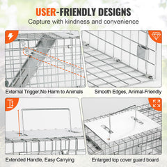 Cage folded for storage demonstrates compact design and space saving