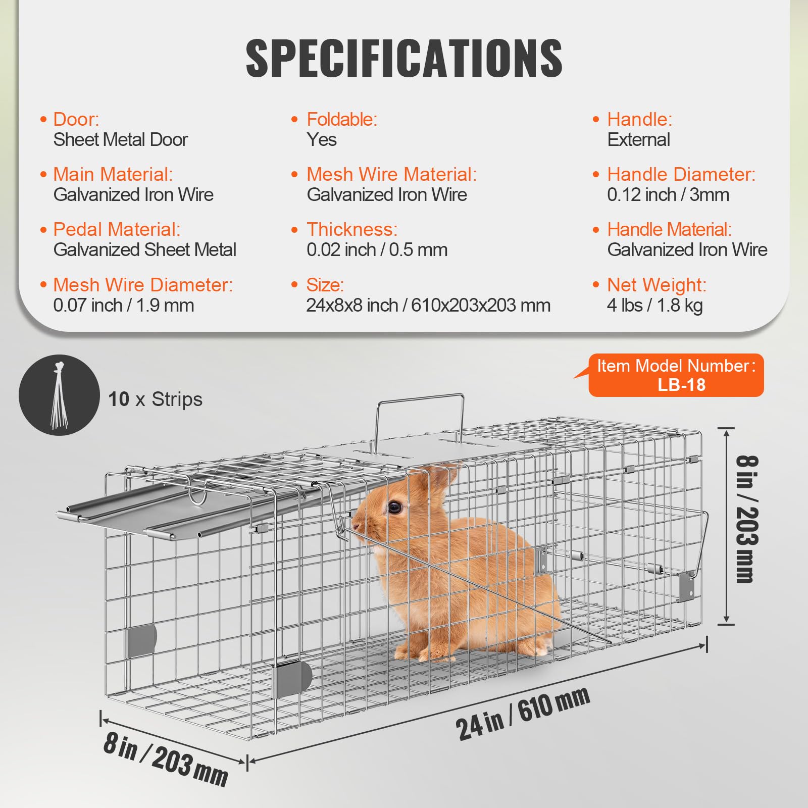 Humane lever design on VEVOR cage protects animals during triggering
